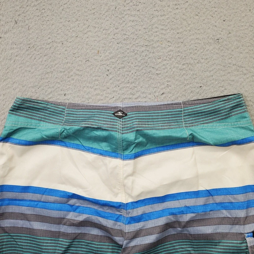 O'Neill Swimwear Shorts Mens 36 Multicolor Striped Surf Drawstring Water Polo